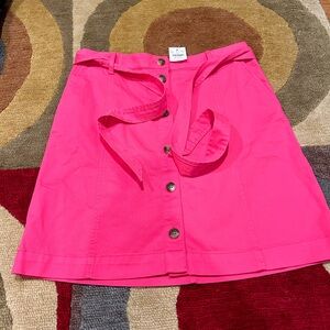 NWT J. Crew Chino Button Front Mini Skirt Tie Waist High Waisted Pink Size 6